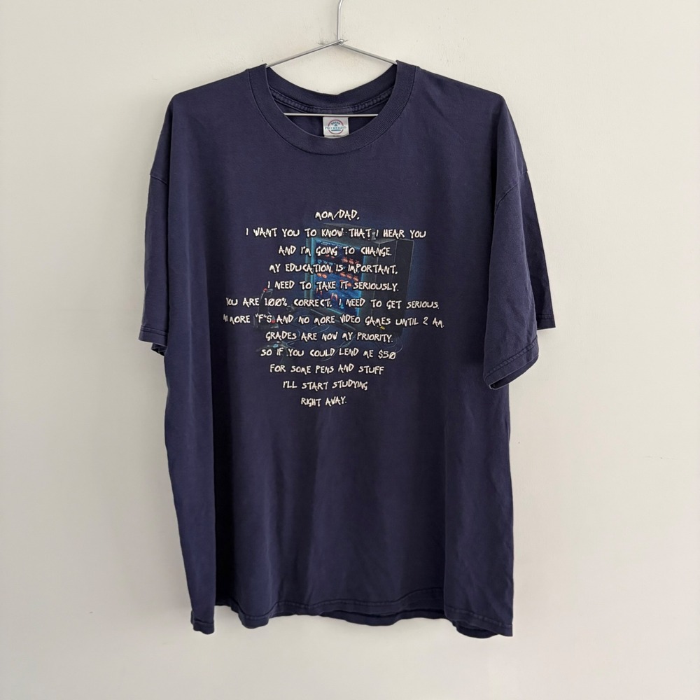 Delta Pro Weight Navy Blue Mom Dad I Need $50 Video Game Graphic T-Shirt 2XL